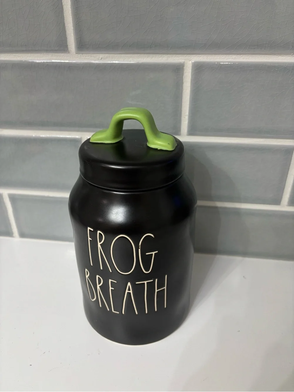 Rae Dunn Frog Breath Jar Canister Halloween Decor